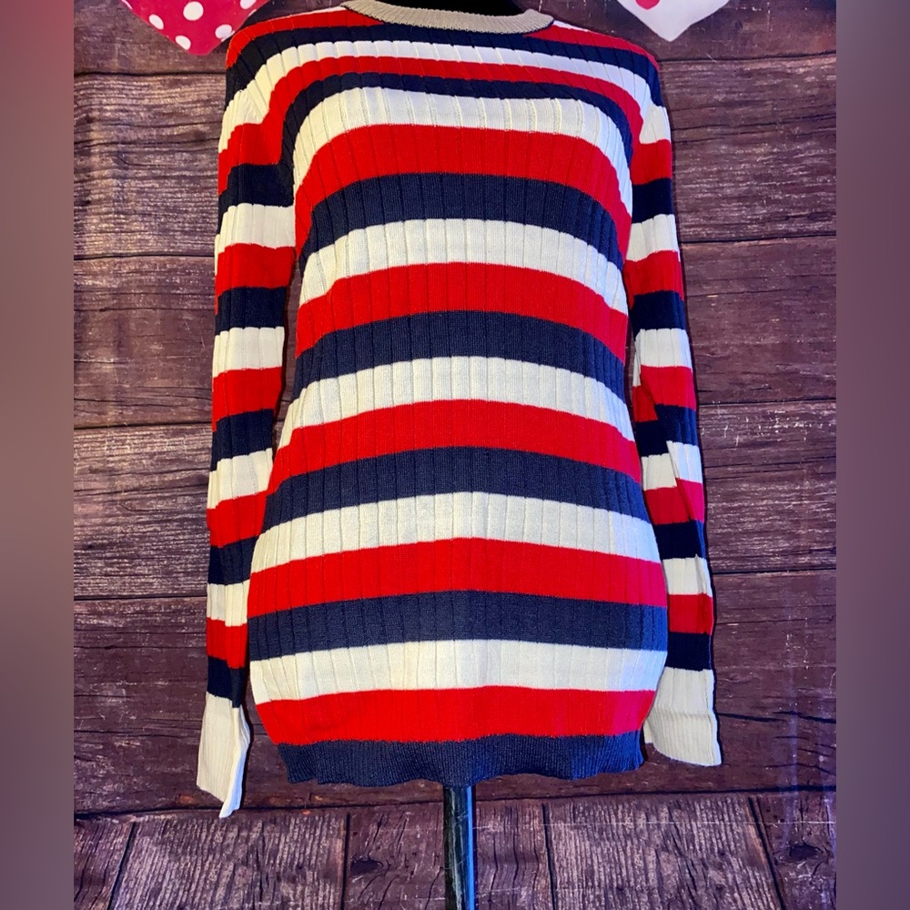 Striped & Stretchy Long Sleeve Sweater - Picture 5 of 6